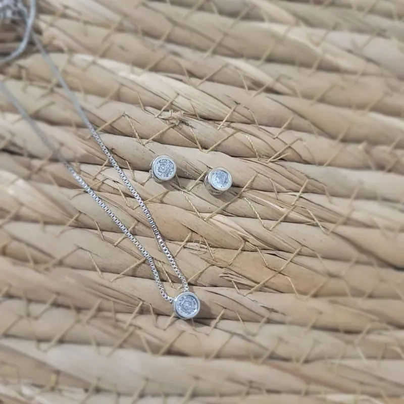 conjunto rodio ponto de luz redondo