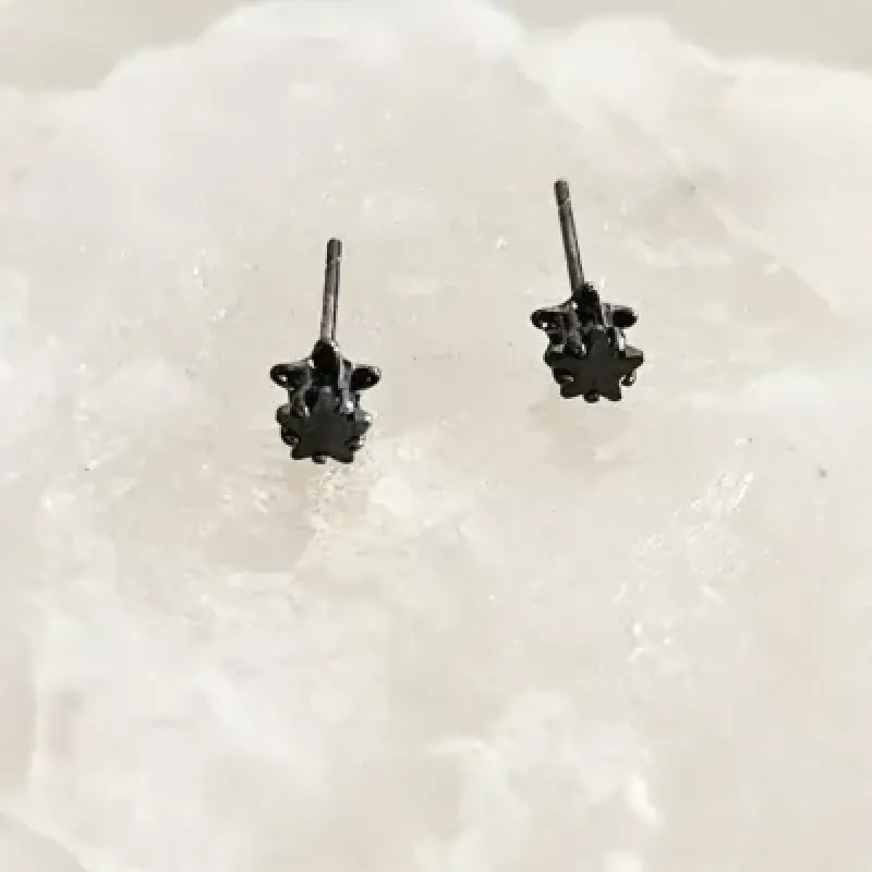 brinco rodio negro ponto de luz estrela cristal preto
