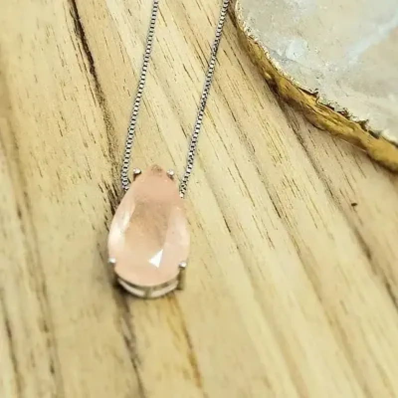 colar ródio gota salmão