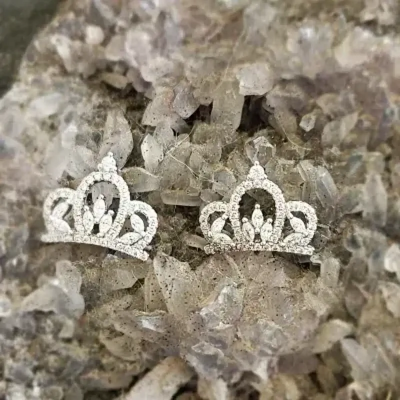 brinco ródio coroa cravejada zircônias