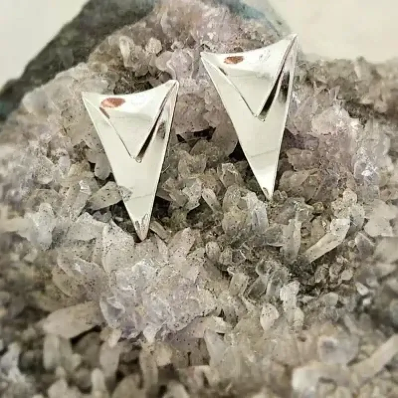 brinco rodio triangulo contrario duplo liso