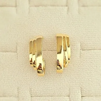 Brinco ouro 3 fileiras liso