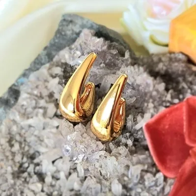 brinco ouro argola anzol liso curvo