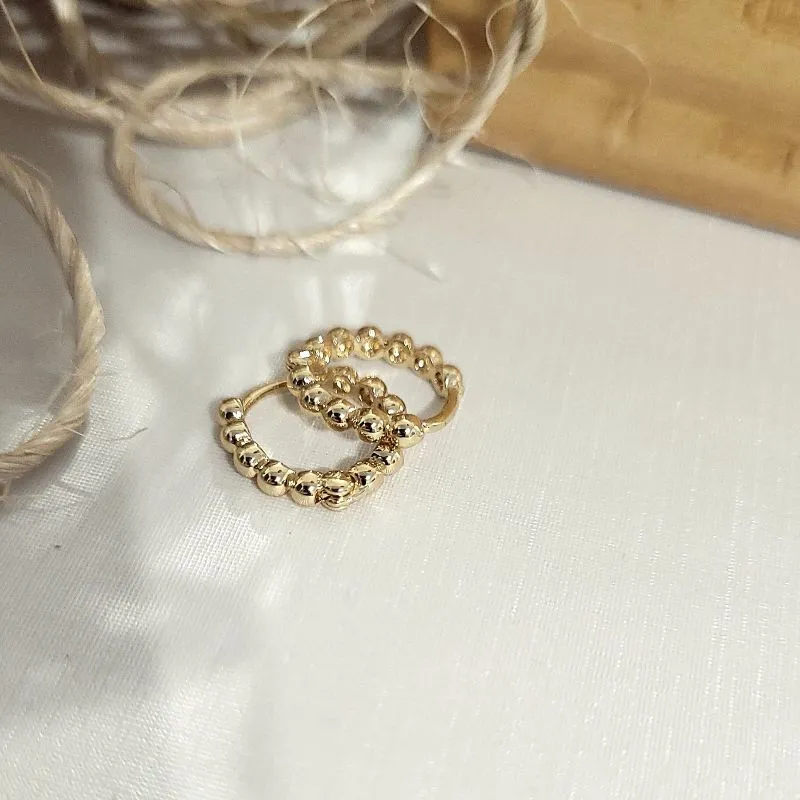 brinco ouro argola bolinha lisa média