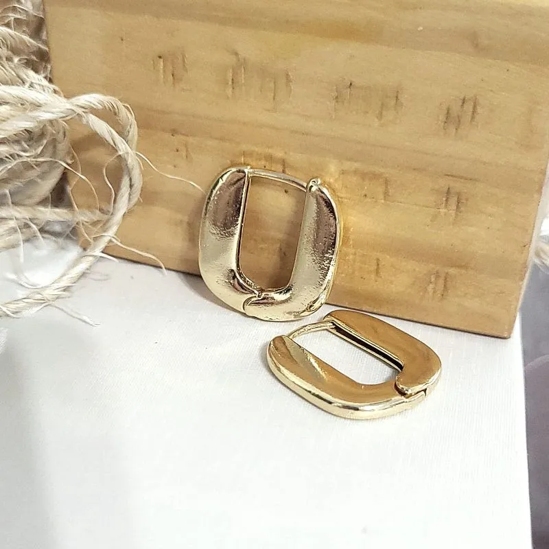 brinco ouro argola quadrada lisa grande