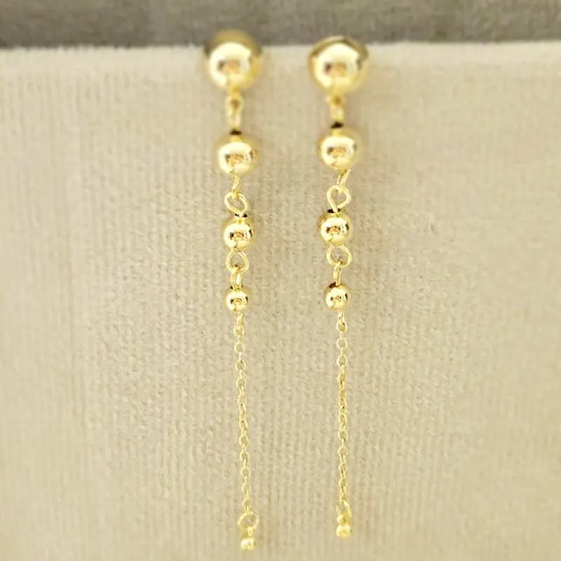 brinco ouro bolas corrente