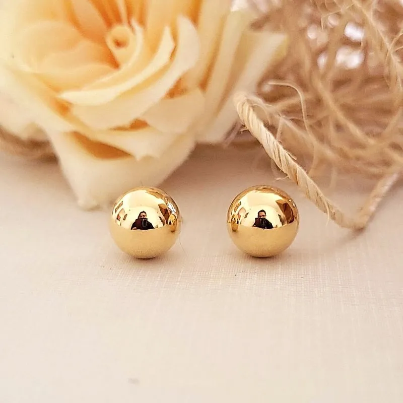 brinco ouro bolinha lisa médio