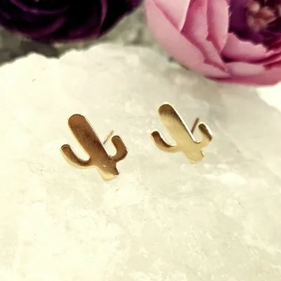 brinco ouro cacto liso 2