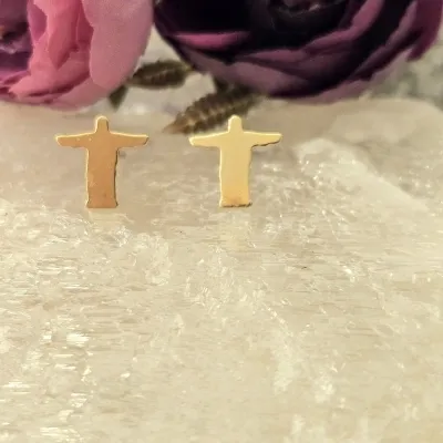 brinco ouro chapa cristo redentor