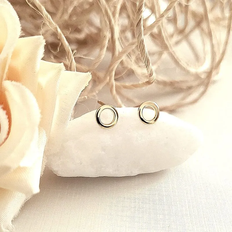 brinco ouro circulo liso vazado pequeno