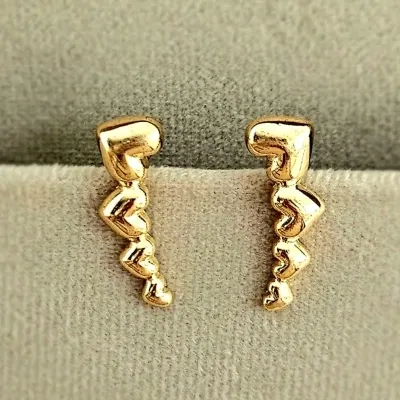 Brinco ouro ear cuff corações lisos