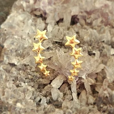 brinco ouro ear cuff liso 5 estrelas