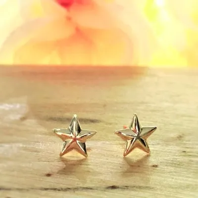 brinco ouro estrela chapada lisa