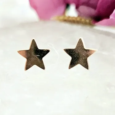brinco ouro estrela lisa chapada 3