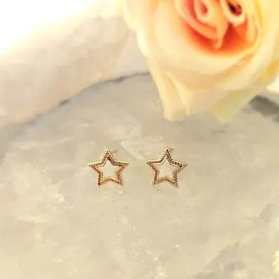 brinco ouro estrela vazada