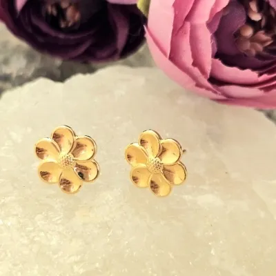 brinco ouro flor lisa p