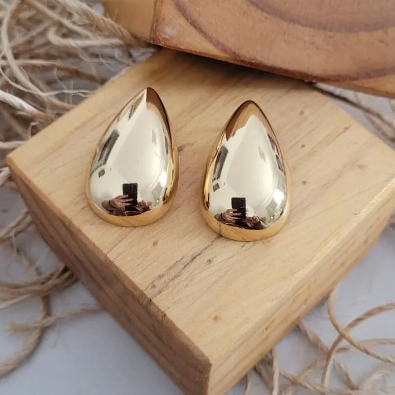 brinco ouro gota lisa