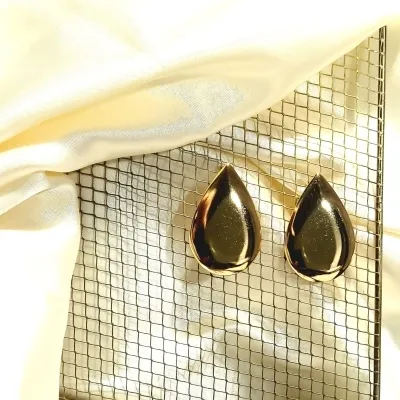 brinco ouro gota lisa grande