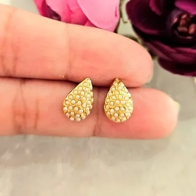 brinco ouro gota toda cravejada perolas