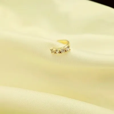 brinco piercing ouro 1 fileira zirconia cristal