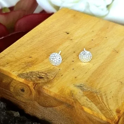 brinco prata bolinha chapado martelado