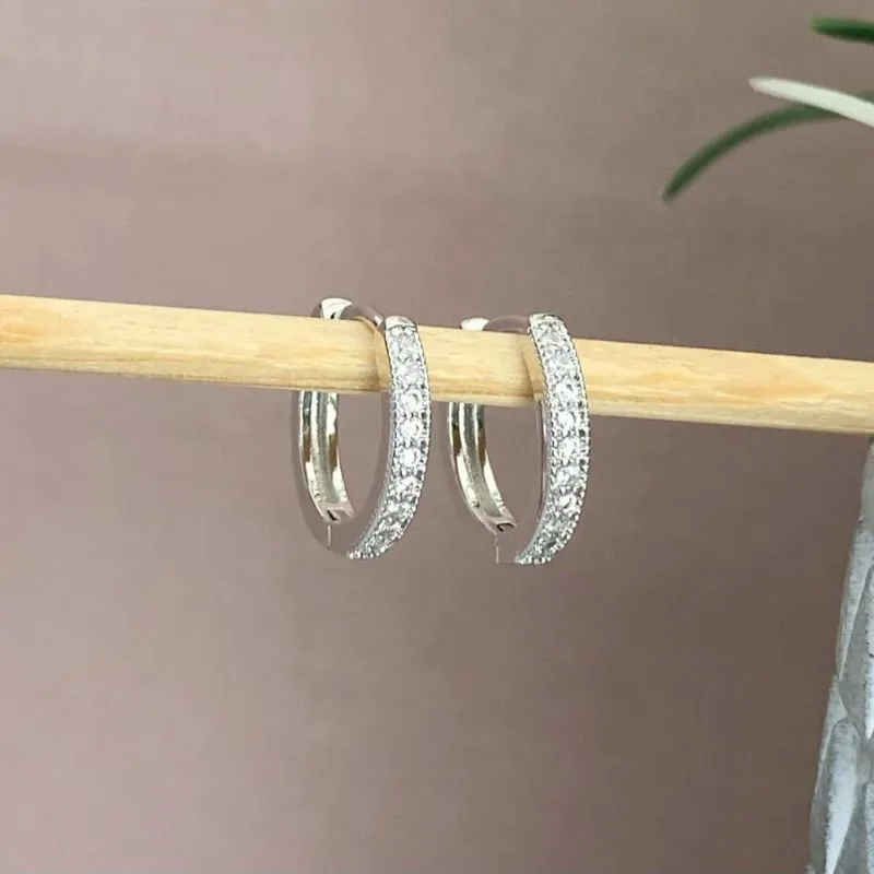 brinco rodio argola cravejada cristal grande