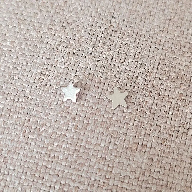 brinco rodio estrela chapada