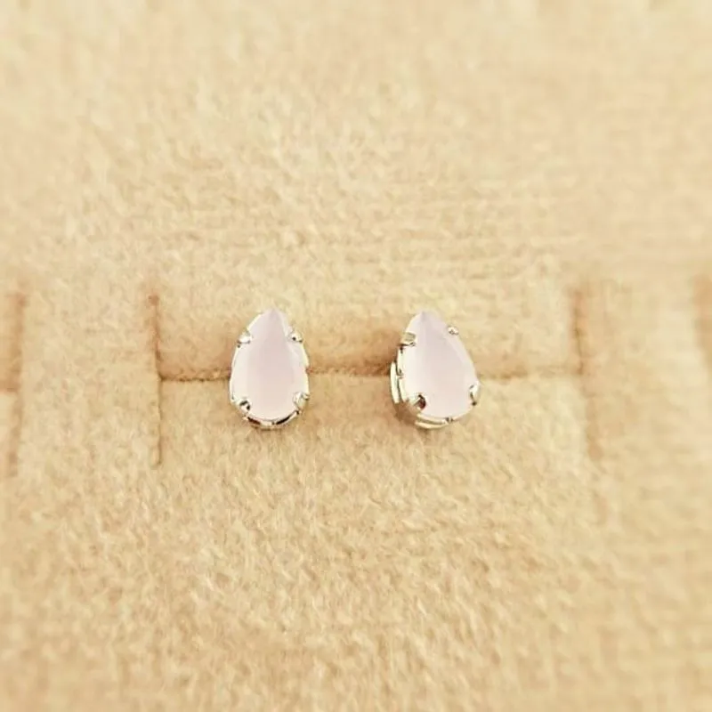 brinco rodio gota rosa
