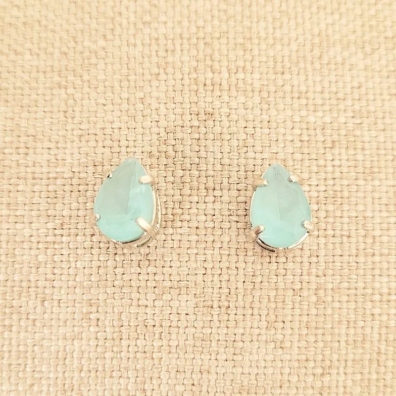 brinco rodio ponto de luz gota azul claro