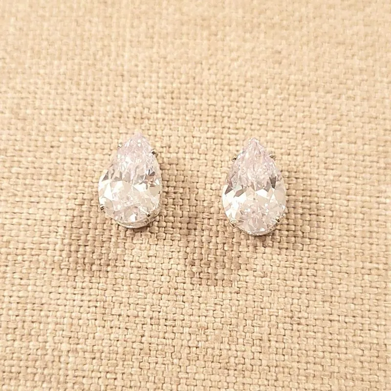 brinco rodio ponto de luz gota cristal