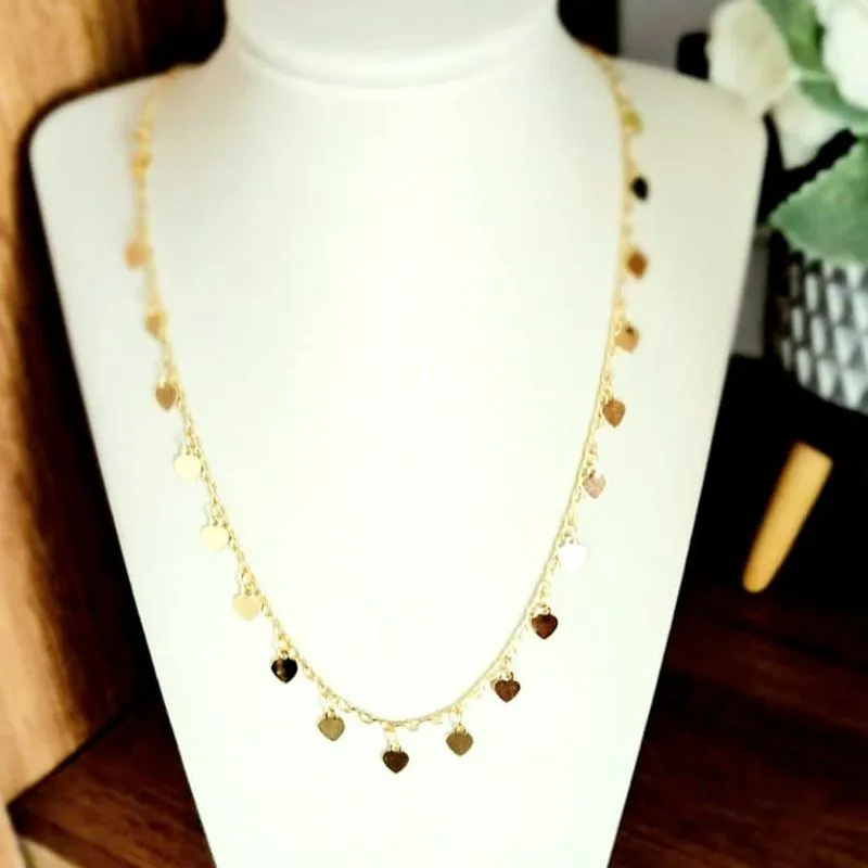 colar choker ouro coração chapado