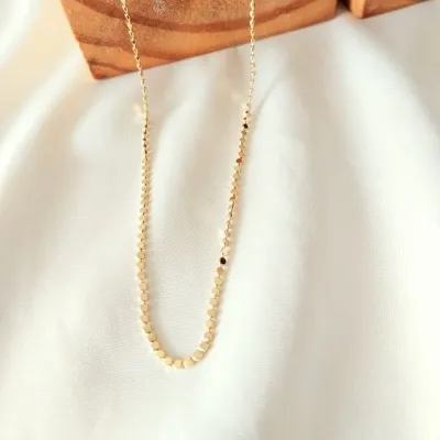 Colar ouro chapas redondas