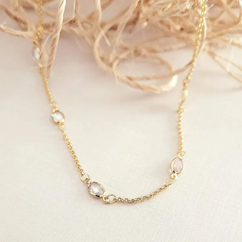 colar ouro choker 5 pontos de luz oval