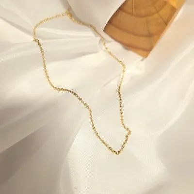 colar ouro choker corrente com trios de bolinhas