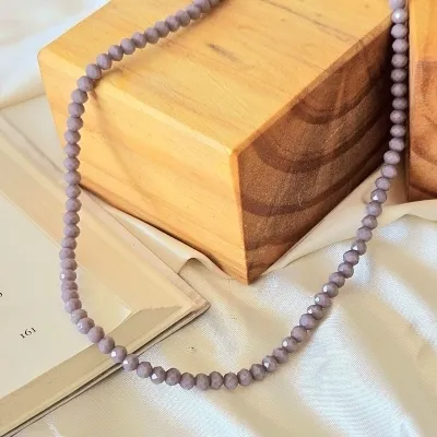 Colar ouro choker cristais bulgaros lilás