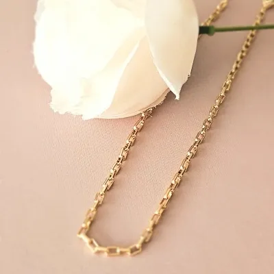 Colar ouro choker elos lisos