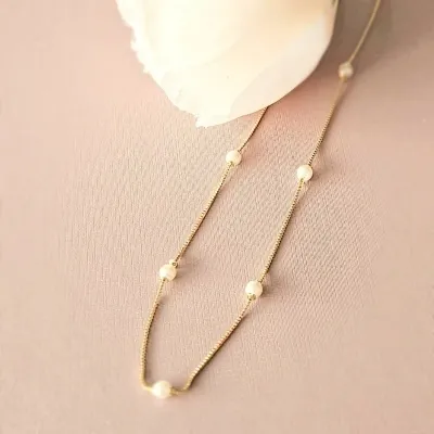 Colar ouro choker perolas