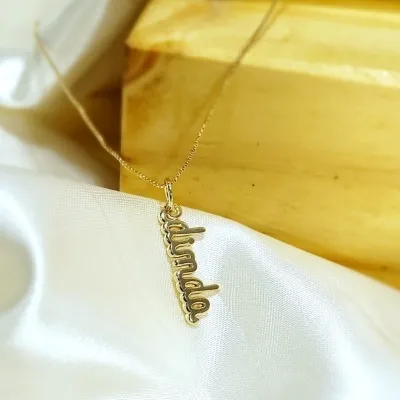 colar ouro escrita dinda lisa