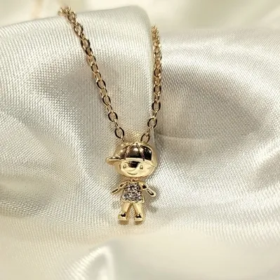 colar ouro filhos menino 3d com camisa zirconias