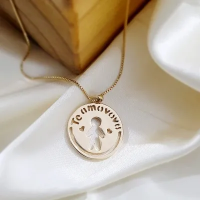 colar ouro medalha te amo vovo menino