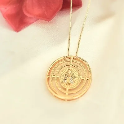 colar ouro nossa senhora cravejada