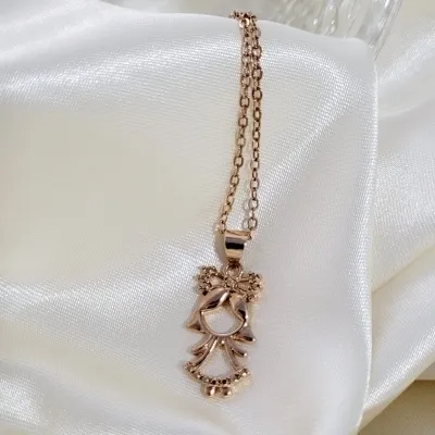 colar ouro rose menina laco vazado e vestido vazado zirconias rose