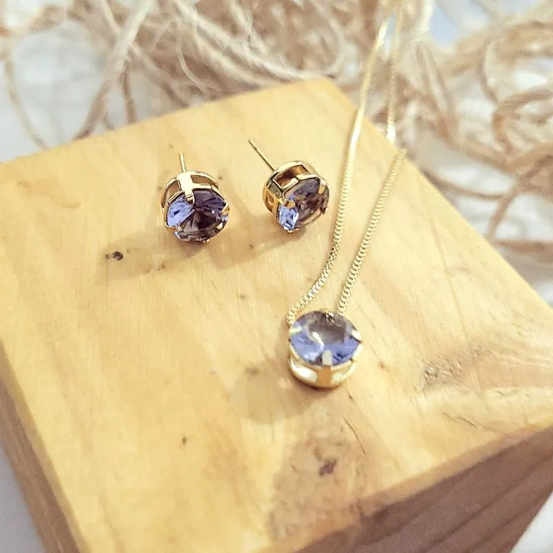 conjunto ouro ponto de luz redondo lavanda