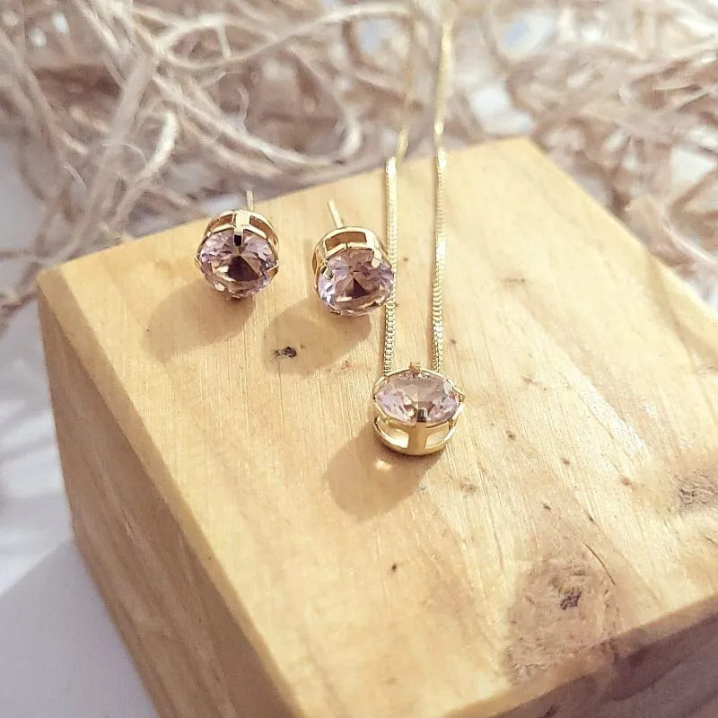 conjunto ouro ponto de luz redondo nude