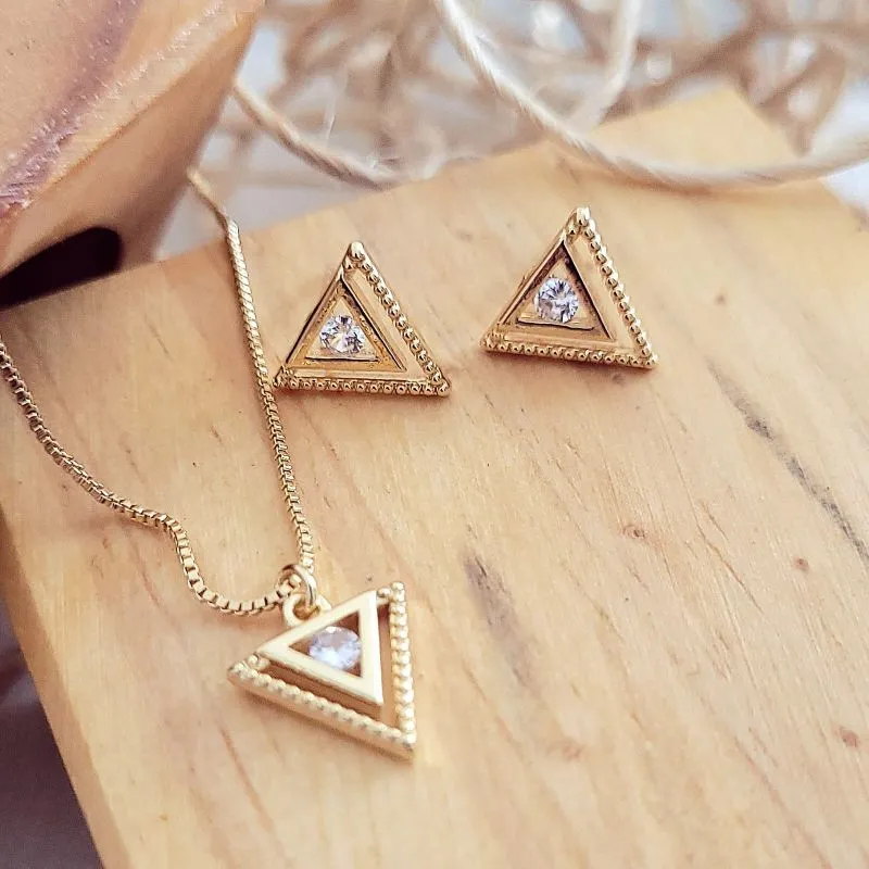conjunto ouro replica vivara com ponto de luz no meio