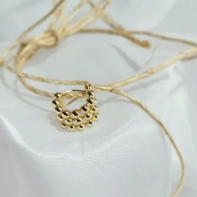 piercing ouro com fecho 3 filas bolinhas