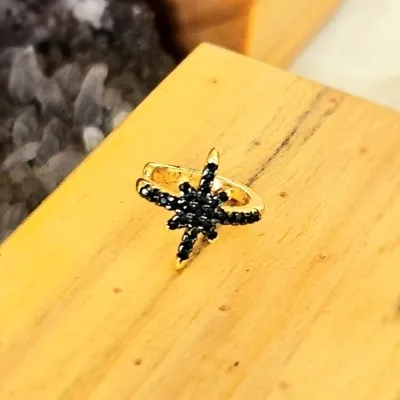 piercing ouro estrela 8 h stern zirconias negras