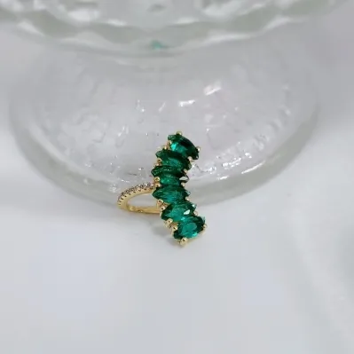 piercing ouro fileira 5 navetes verdes