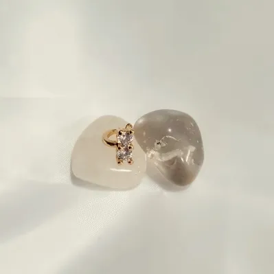 piercing ouro rose 2 bolinhas zirconias grdes