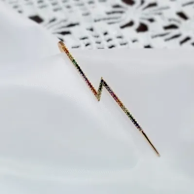 piercing ouro transversal raio de zirconias rainbow